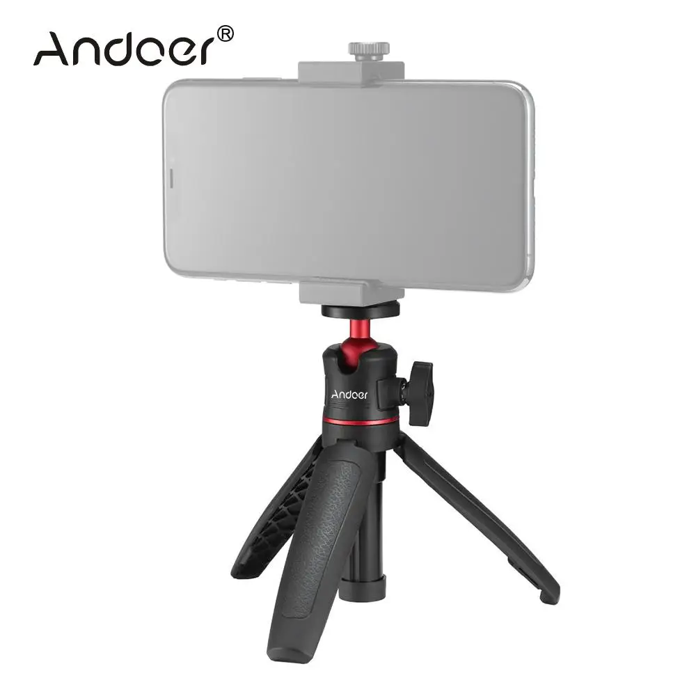 Настольный мини-штатив Andoer для фотографий с винтом 1/4 дюйма и держателем телефона