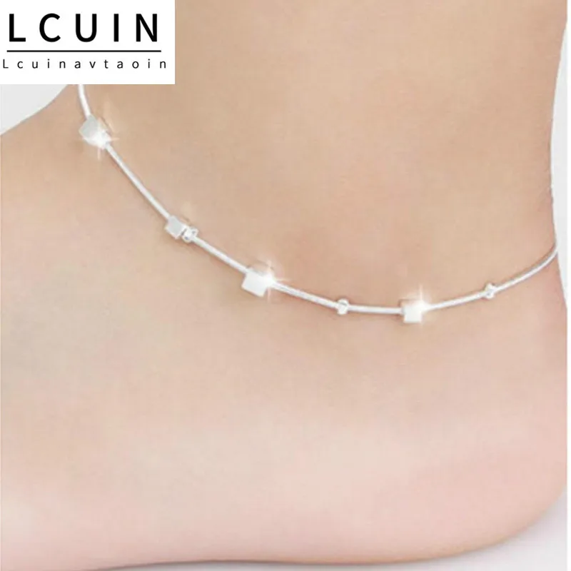 

Модные ювелирные изделия браслет-цепочка на лодыжку серебро 925 пробы квадратные цепочки ножные браслеты для женщин прекрасные ювелирные из...