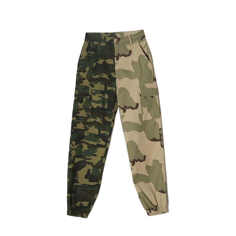 

New Men's and Women's Pants Trendy Fashion Men's Overalls High-quality Women's Cargo Pants Stitching Camouflage Personality Pant