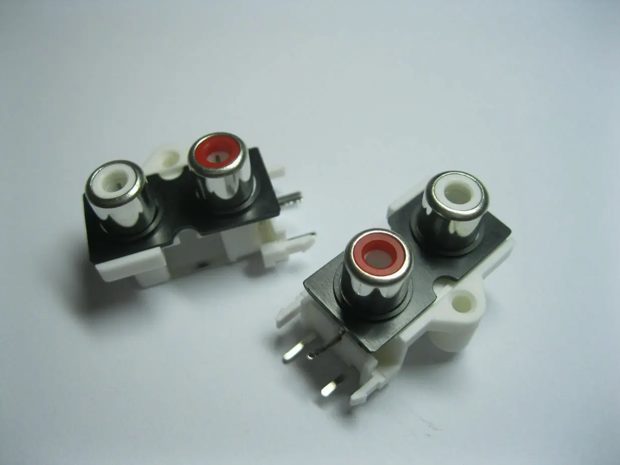 

100pcs av2 pin jack 2 color RCA female audio video AV socket connector av2-9