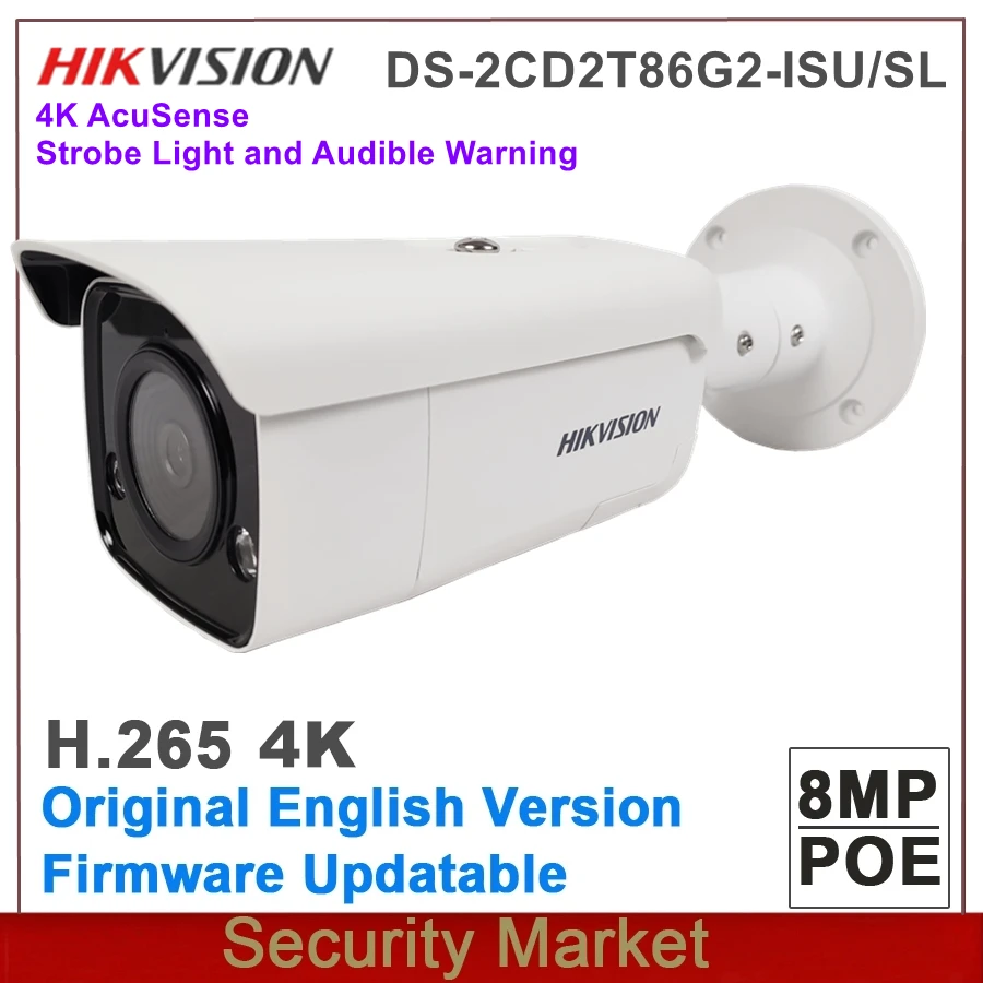 Стробоскосветильник Hikvision DS-2CD2T86G2-ISU/SL 4K AcuSense оригинальный со звукоПредупреждение