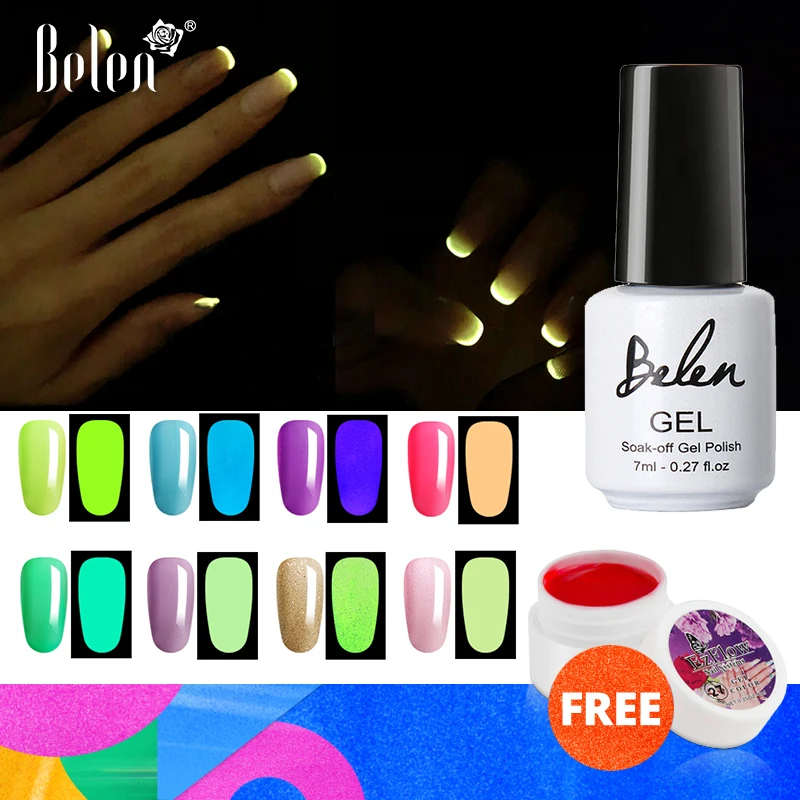 Belen 7 мл УФ-гель ночное свечение ногтей в темноте Гель-лак Лаки замачивание уф