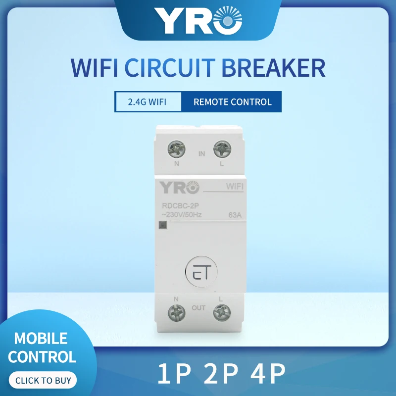 

2P WIFI Circuit Breaker Smart Timer Switch Relay Remote Control By EWeLink APP Smart Home Compatiable With Alexa Google Din Rail