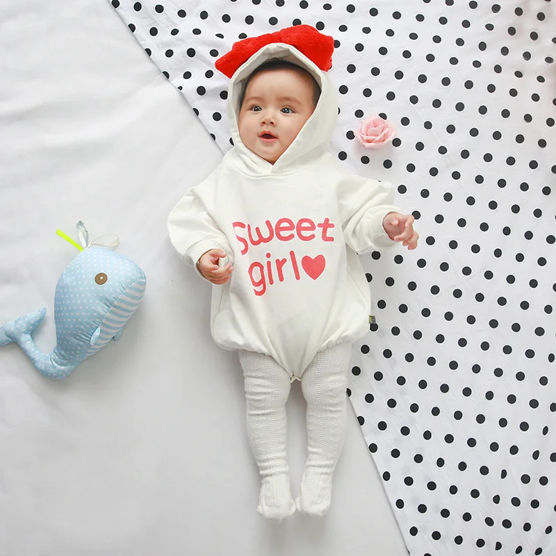 Боди с капюшоном для девочек 0 12 месяцев комбинезон длинным рукавом милый ромпер