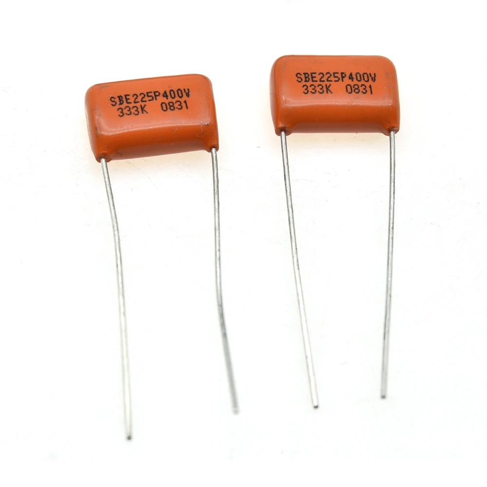 

2pcs SBE Orange Tone Capacitor SBE225P 333K 0.033UF 400V For Electric Guitar Bass Cap Made in USA Guitar Bass Capacitor