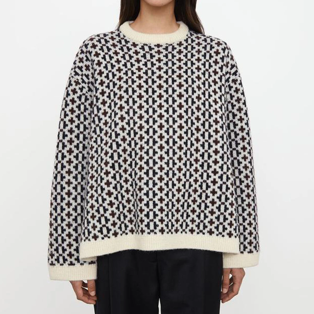 

Pirate Hippie Geometric Graphic Sweaters Woman Autumn Winter Long Sleeve Round Neck Pullovers Casual Vintage Classic Jumpers Top