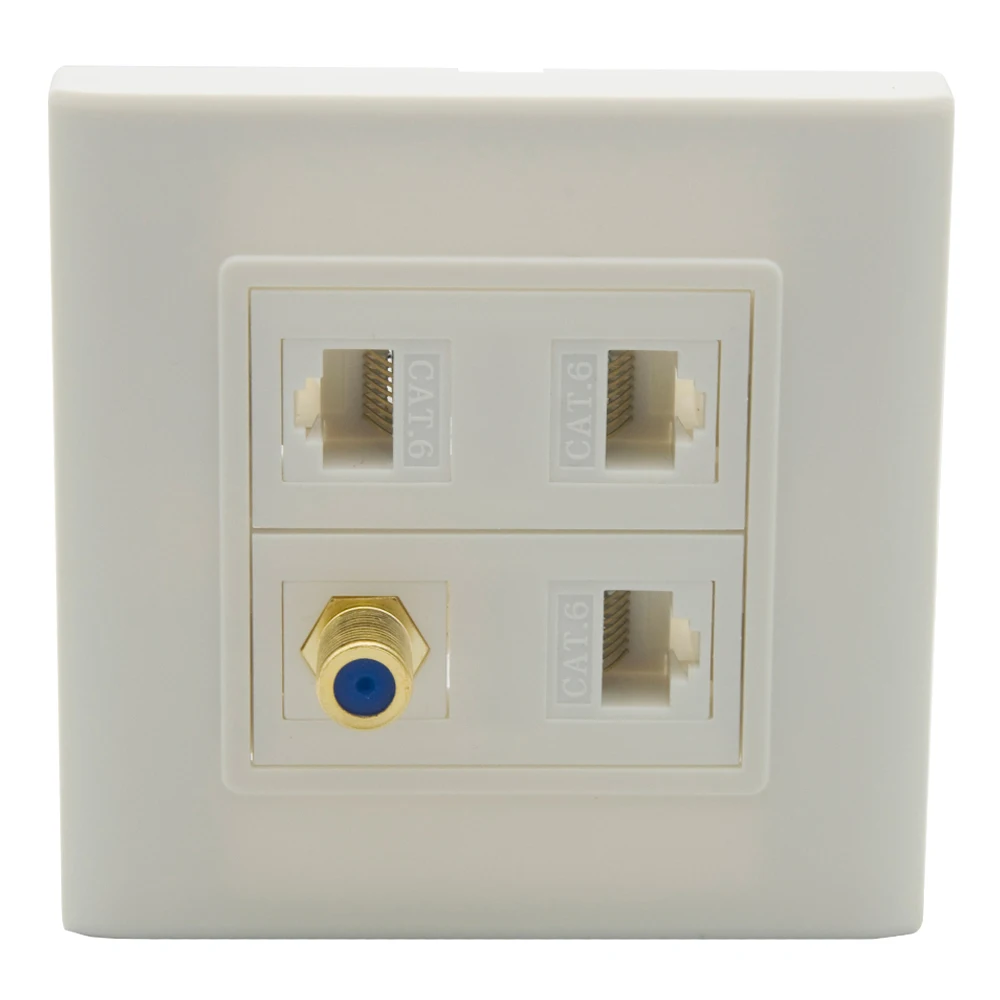 Европейский стиль 86 3 порта s CAT6 RJ45 1 порт коаксиальный F RG6 настенная пластина Мама