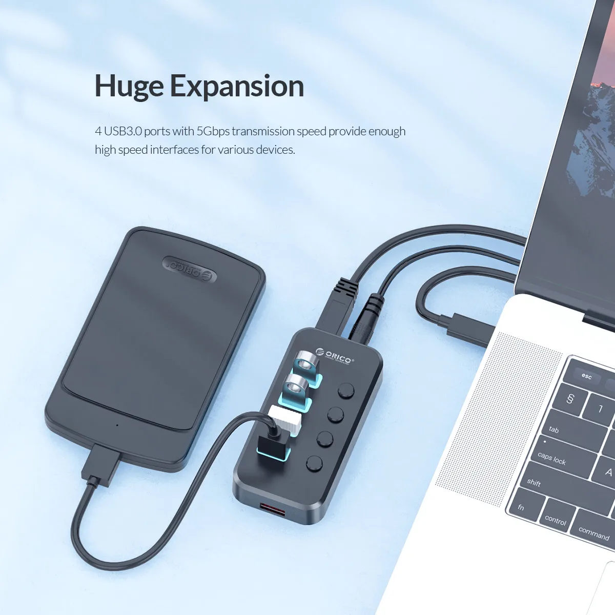 ORICO Powered USB 3 0 концентратор 12 в зарядное устройство стол сплиттер печать сервер