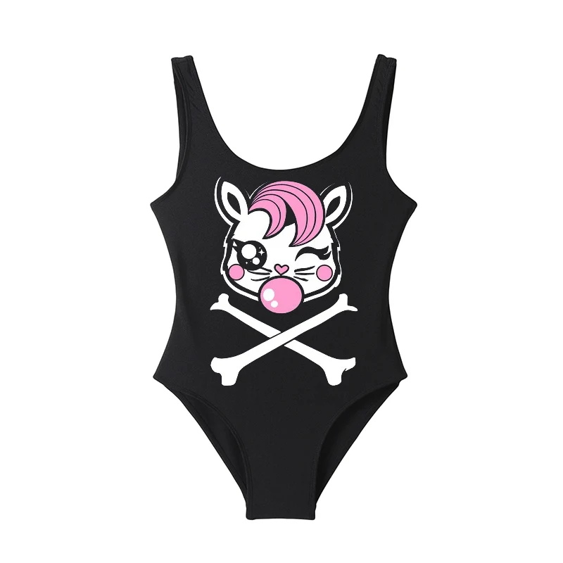 Слитный купальник с принтом черной кошки праздничная одежда единорогом боди в