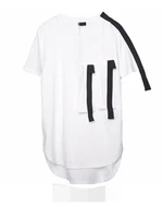 mens short sleeve t shirt summer new dark round collar personality white ribbon splicing design asymmetrical leisure t shirt