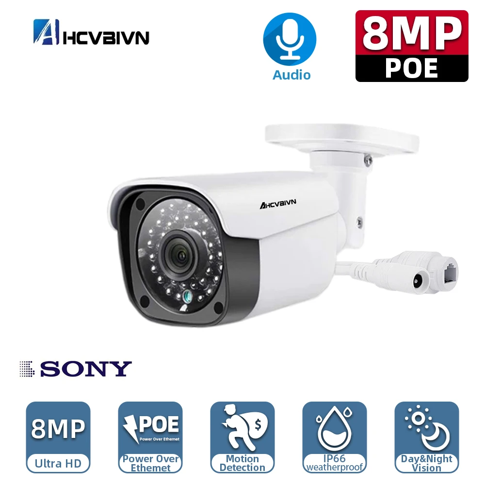 

AHCVBIVN Camera 4K 8MP 5MP PoE Camera Email Alert Outdoor Weatherproof Motion Detection Security Indoor Home Security Cameras