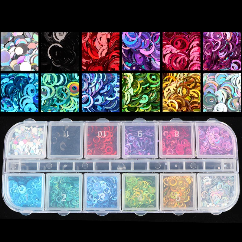 12 Grid/Set Fluorescence Butterfly Sequins Nail Art Glitter Slices Flakes 3D Mixed Color Sparkly Gel Polish Manicure Decorations | Красота и