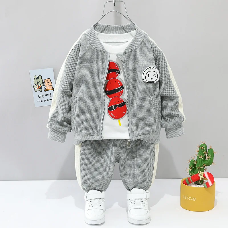 

Boys Clothing Sets 3pcs Spring Autumn Children Casual Coat T-Shirts Pants Tracksuits For Baby Toddler Sports Suits Kis Outfits