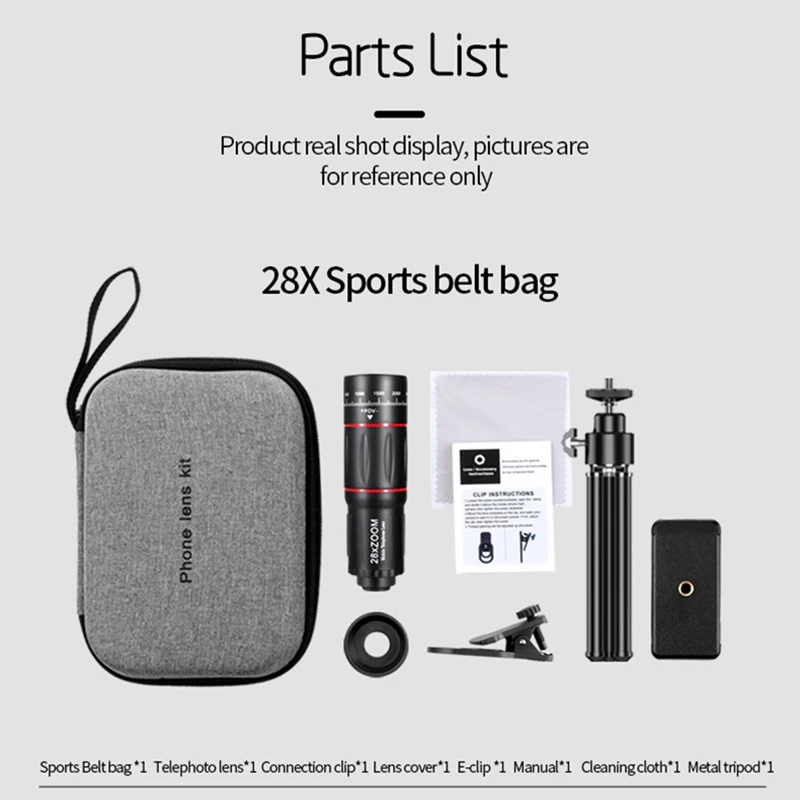 

TOKOHANSUN HD 28x zoom telescope telephoto lens monocular phone camera lens + mini tripod for Samsung iPhone all Smartphones