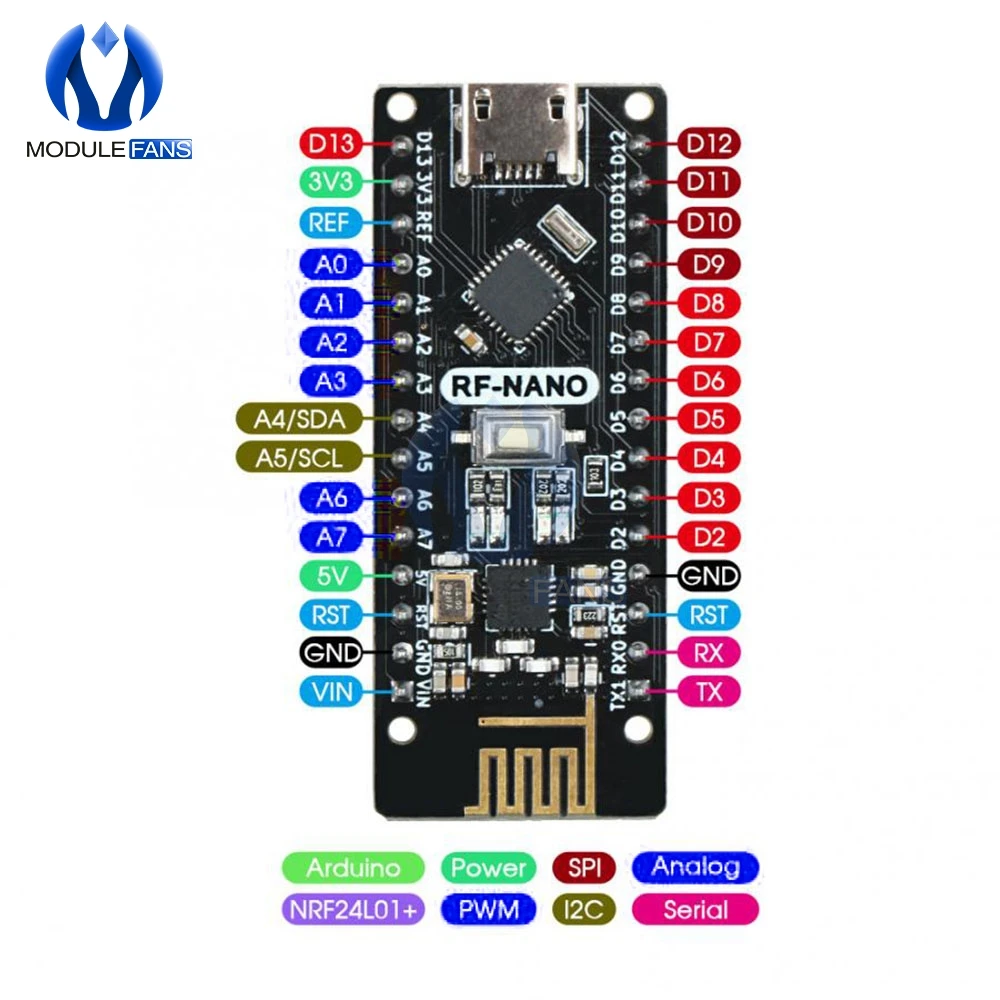 RF-Nano V3.0 Micro USB плата ATmega328P QFN32 5 в 16 м CH340 интегрированная NRF24l01 + 2 4G Беспроводная для