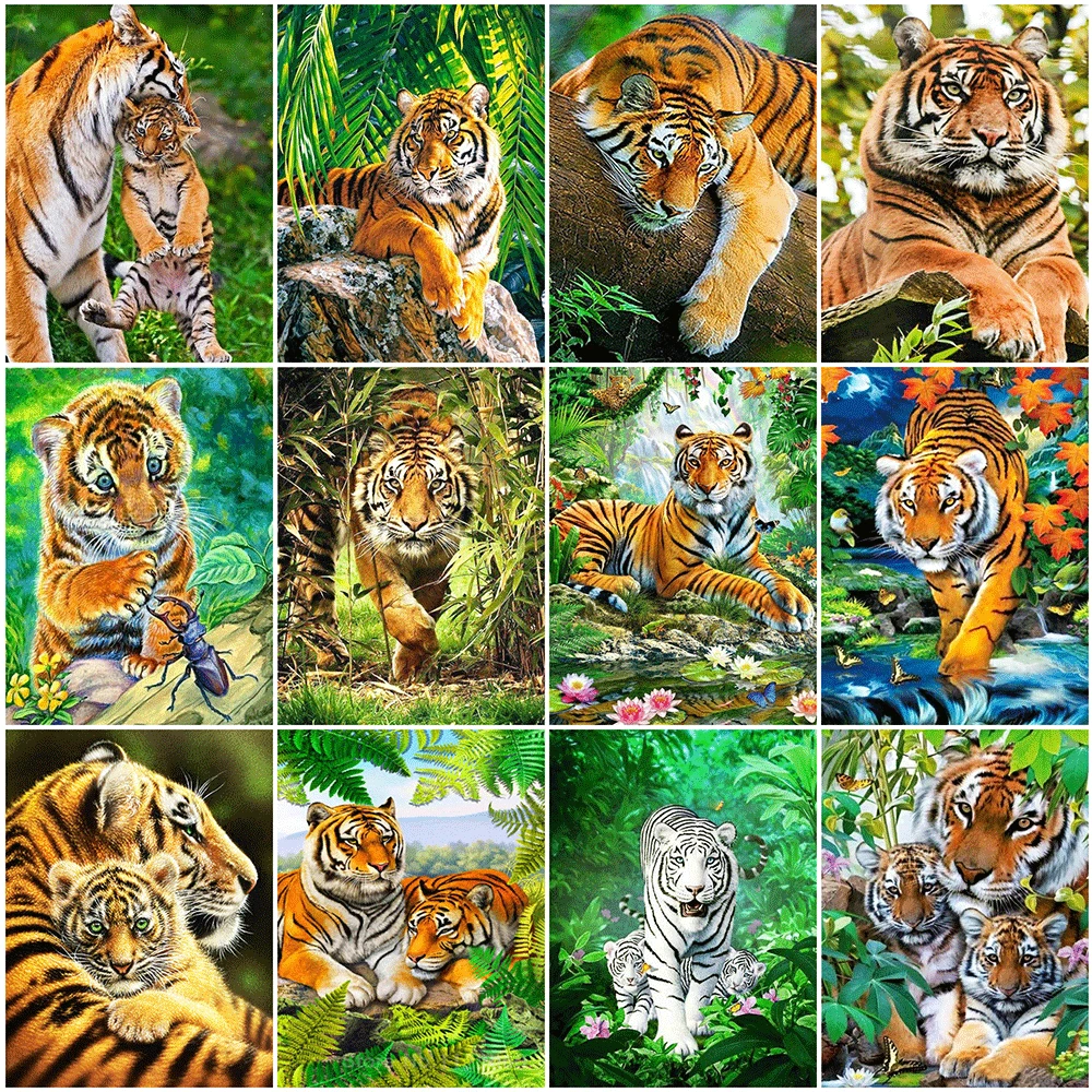 

Evershine 5D DIY Diamond Painting Tiger Rhinestones Pictures Diamond Embroidery Animal Cross Stitch Mosaic Art Home Decoration