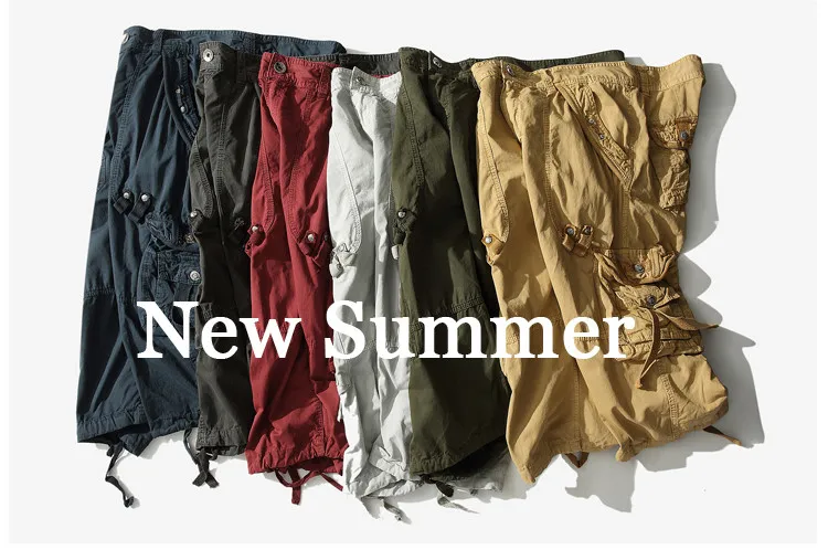 Мужские свободные шорты-карго камуфляжные шорты с множеством карманов без ремня