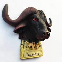 qiqipp african creative buffalo head stereo magnetic refrigerator sticker for collecting tourist souvenirs