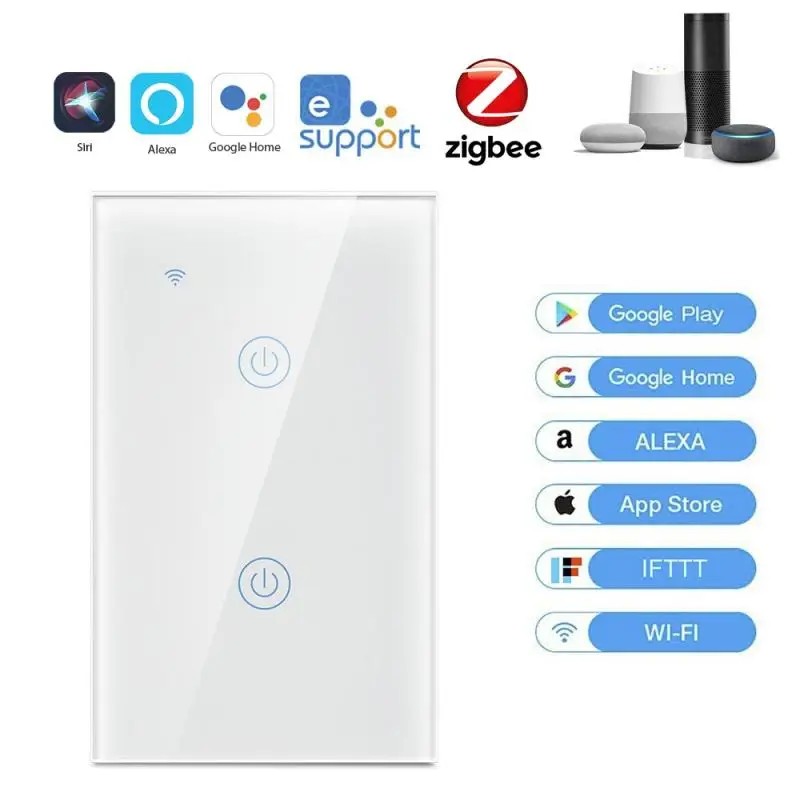 

1/2/3/4 Gang EWelink WiFi Smart Touch Switch AC100-250V Home Wall Button For Alexa And Google Home Assistant US Standard