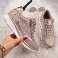women casual shoes 2021 new fashion wedge flat shoes zipper lace up comfortable ladies sneakers female vulcanized shoes