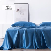 lofuka women luxury noble blue 100 silk flat sheet nature silk beauty queen king bed sheet fitted sheet pillowcase for sleep