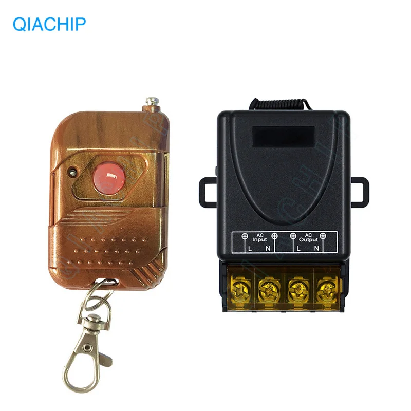 

433Mhz RF Relay Receiver Remote Control Switch QIACHIP AC 110V-250V 30A 1 CH Wireless For Water Pump Motor Transmitter Switches