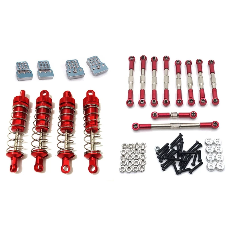 

2 Set RC Car Part: 1 Set Metal Shock Absorber With Extension Seat & 1 Set Metal Pull Rod Tie Rod Steering Link Rod Set
