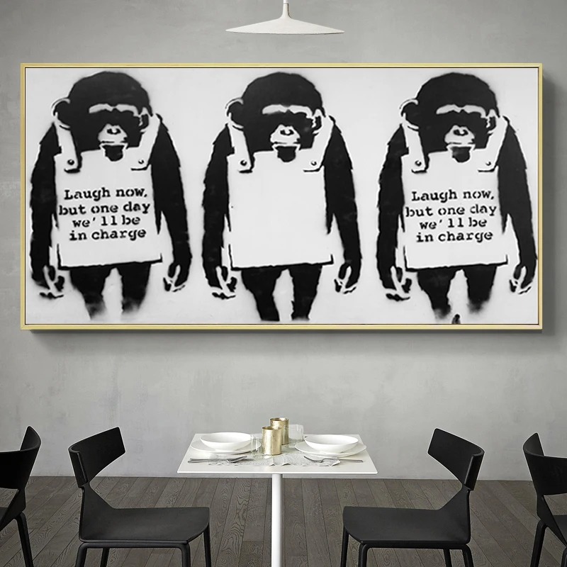 Три орангутанга черно белая Обезьяна горилла холст картины плакаты и принты