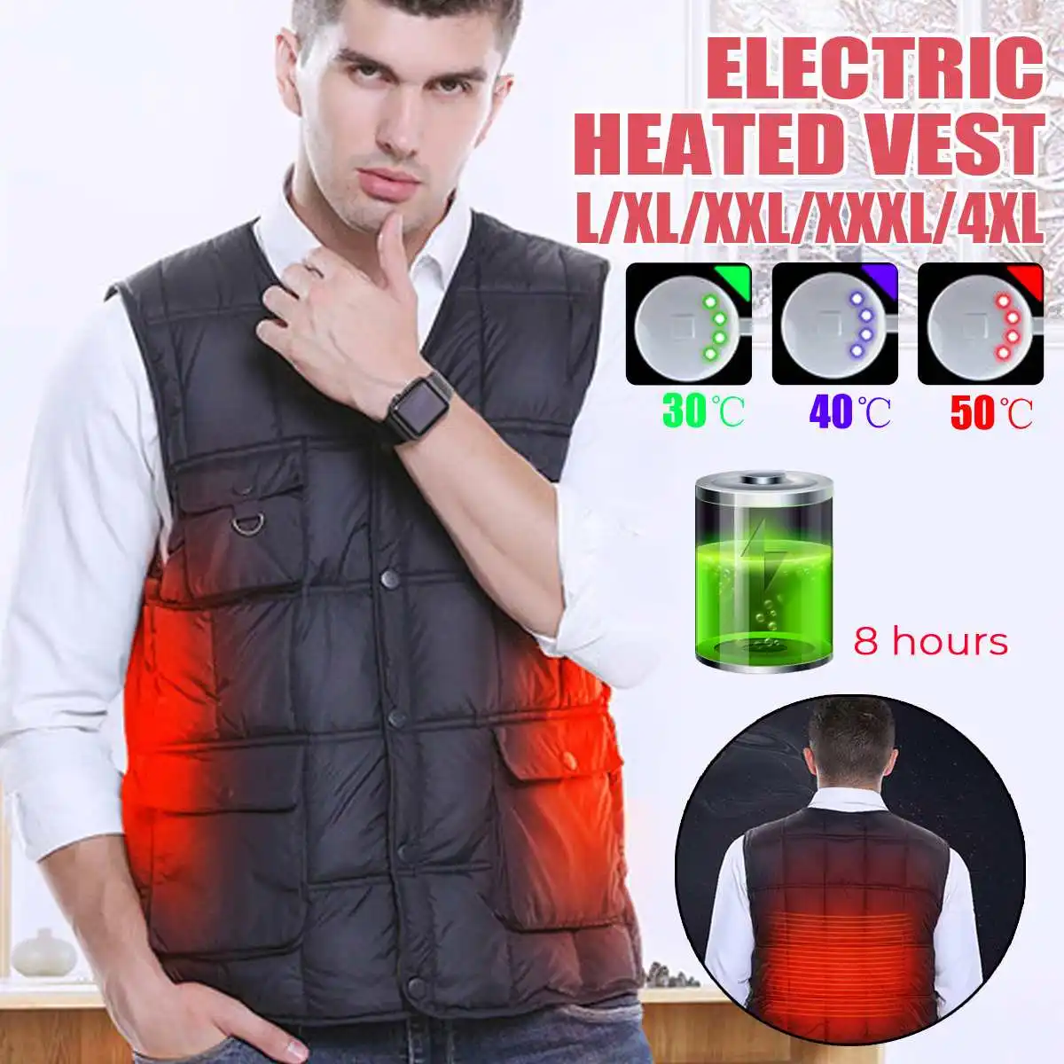 

Жилет мужской с подогревом, теплый Электрический жилет с инфракрасным подогревом, зимняя Гибкая спортивная одежда с USB