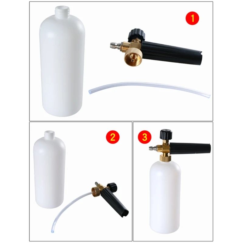 

Sterose Adjustable Snow Foam Lance 1L Foam Cannon Soap Dispenser Generator with 1/4 Inch Quick Connector for Pressure Washer