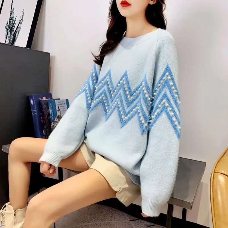 

Sweater Women Autumn and Winter Elegant Sweaters Jumper Women Casual Long Sleeve Knitted Tops Lady Winter O-Neck Sweater