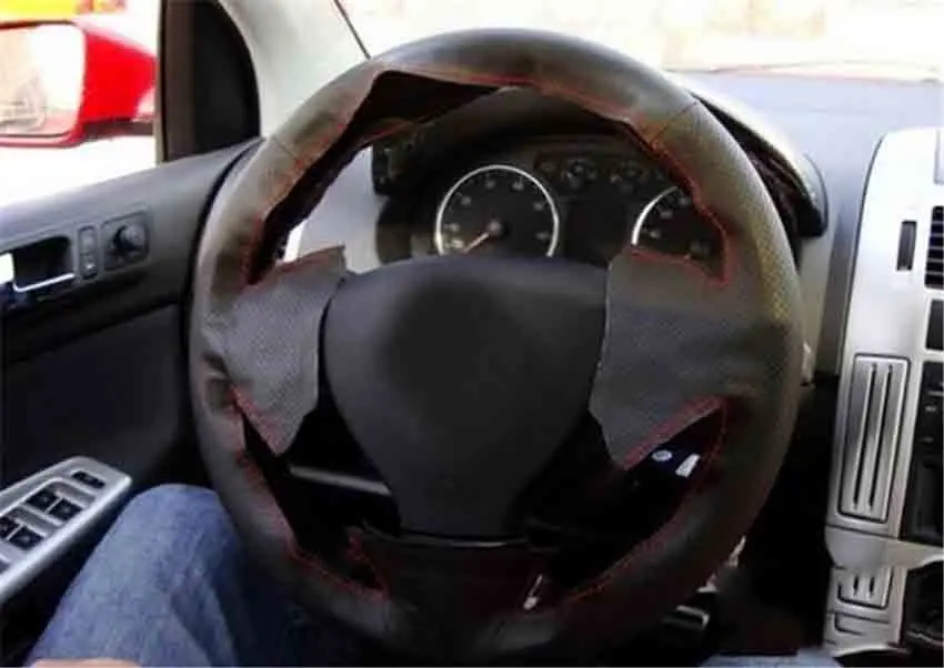 1set Sew-on leather car steering wheel cover Car accessories for 2012- Subaru XV car accessories
