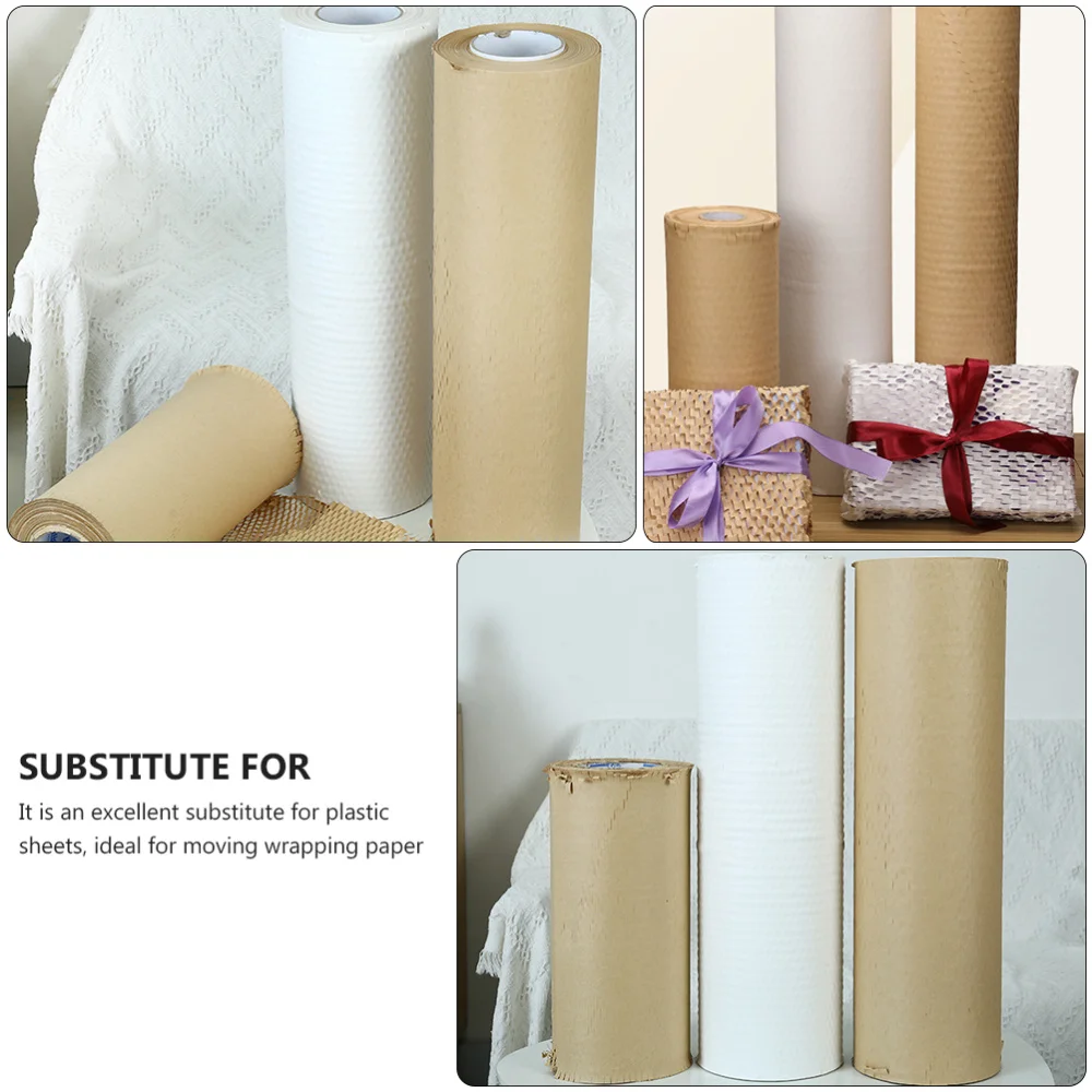 

1pc Honeycomb Wrap Packaging Paper Cushioning Wrapping Paper Roll (White)