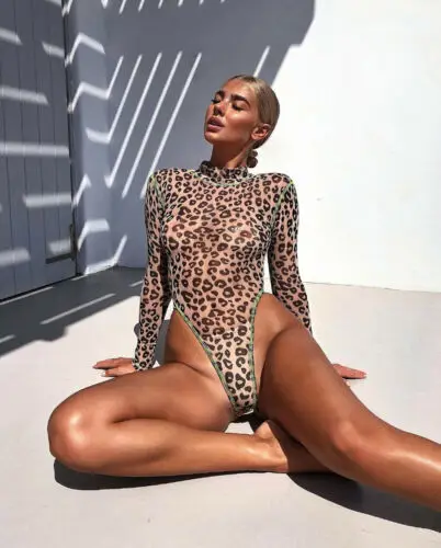 

Sexy Women Leopard Pattern Autumn Long Sleeve Bodysuit High Cut Leotard Thong Clubwear Jumpsuit Romper Tops