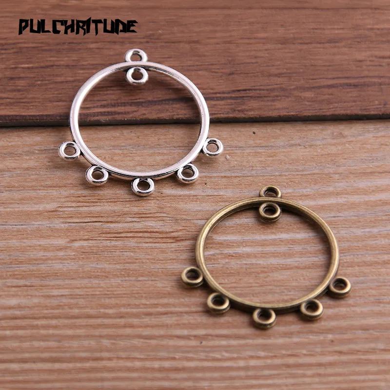 

16pcs 29*30mm Two Color Zinc Alloy Necklace Charm Jewelry DIY Hollow Simple Round Connector Pendant Necklace