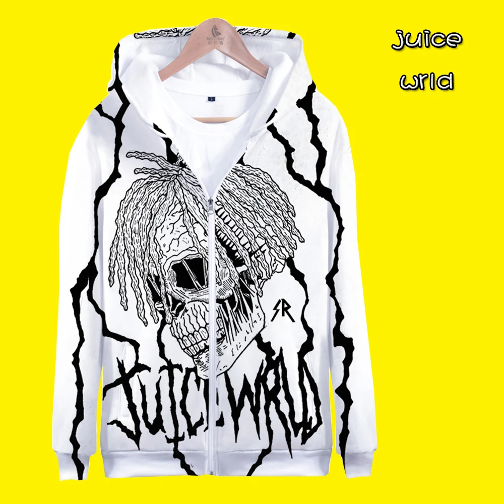 

Juice Wrld Zipper hoodies in men's jackets hip hop Harajuku popular singer Juice Wrld Plus Size for youth outwear fashion tops