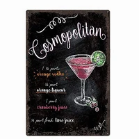 cosmopolitan cocktail tin sign vintage plate plaque home wall decor