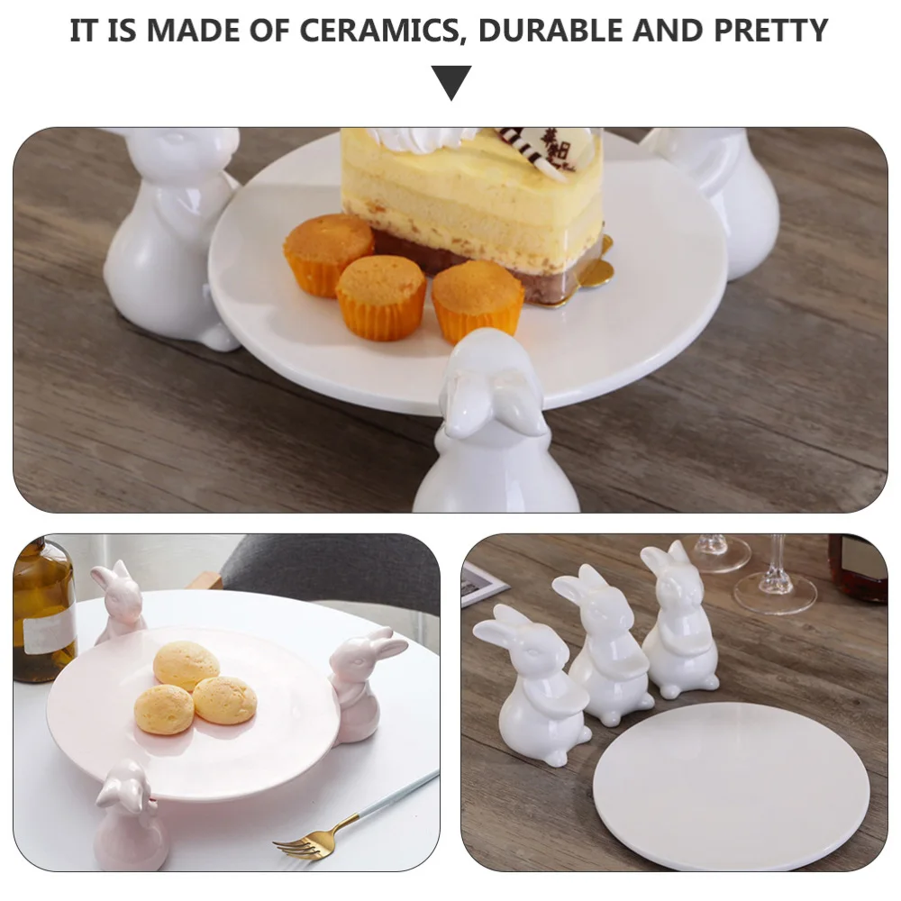 

2 Set Easter Ceramic Storage Home Display Tray Home Decoration Bunny Design Tray
