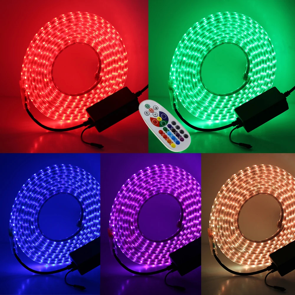 Светодиодная лента 220 В SMD 5050 60 светодиодный s/M 5630 120 светодиодный s/M водонепроницаемый теплый белый RGB гибкий светильник Диодная неоновая лента с вилкой питания