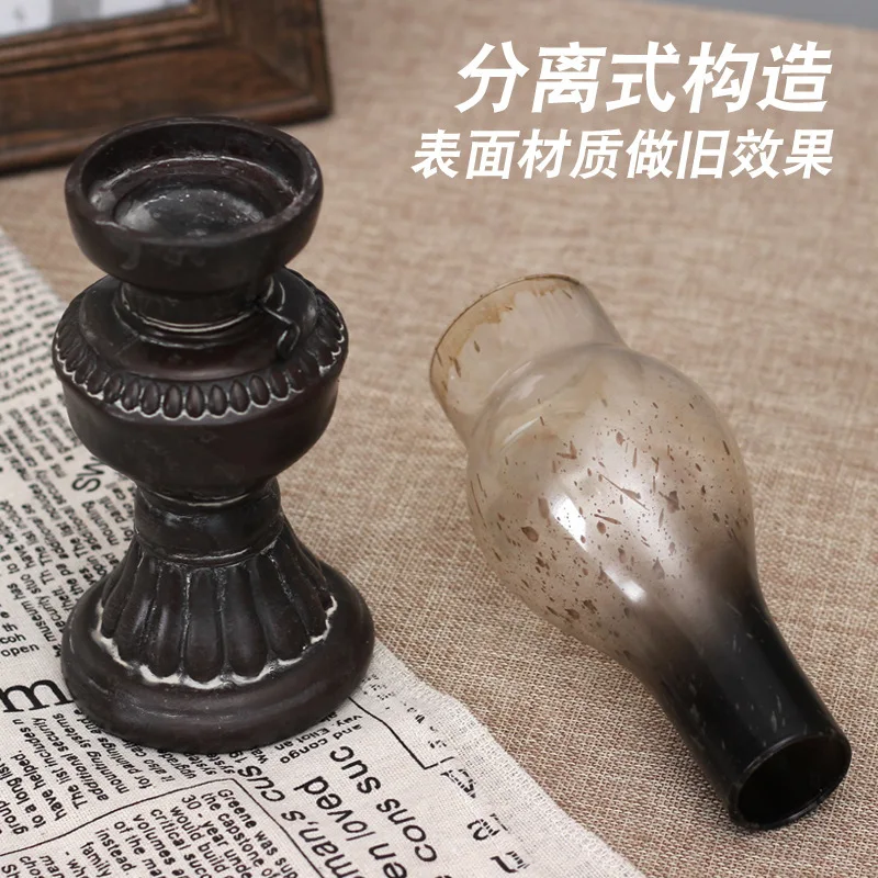 

Creative home decoration resin crafts retro kerosene lamp living room dining table holiday decorations