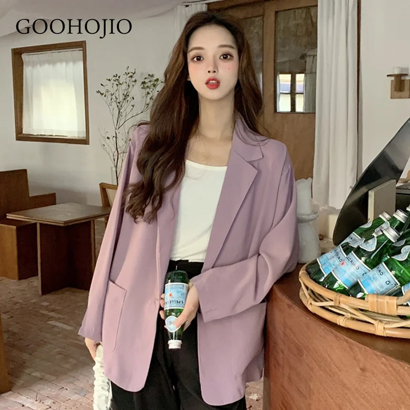 

GOOHOJIO 2021 весна-осень, повседневные Модные женские блейзеры, модные блейзеры для женщин, универсальные шикарные свободные блейзеры для женщи...