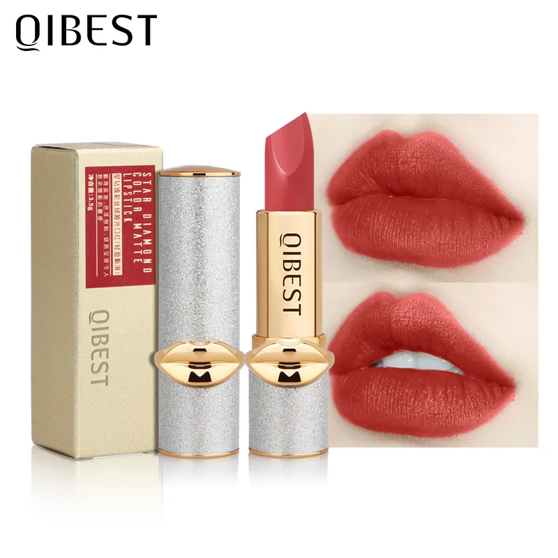 

QIBEST 6 Colors Lipstick Lips Makeup Professional Makeup Matte Lipstick Long Lasting Cosmetics Maquiagem Velvet Lipstick TSLM2