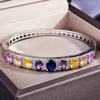 diwenfu 925 silver sterling ruby colorful jewelry bangles for women pulseira feminina silver 925 jewelry emerald topaz gemstone