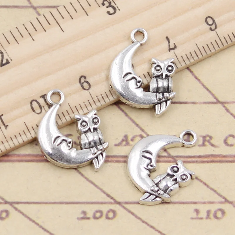 

20pcs Charms Moon Owl 20x14mm Tibetan Silver Color Pendants Antique Jewelry Making DIY Handmade Craft