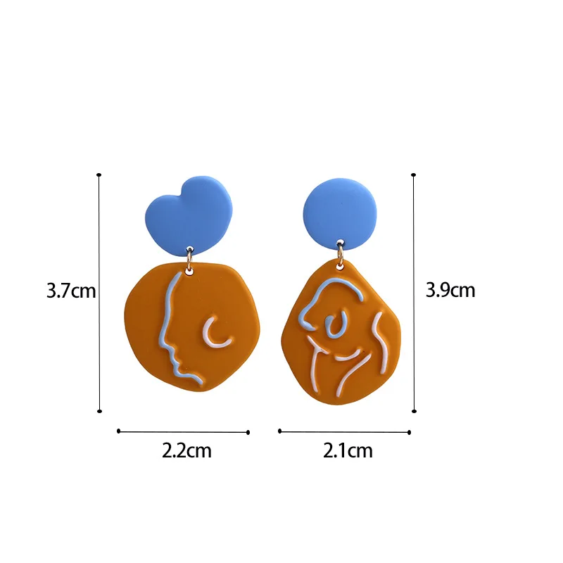 

SHANGZHIHUA Earring for women, Korean geometric Asymmetrical stud earrings, creative painting earrings, 2020 new jewelry