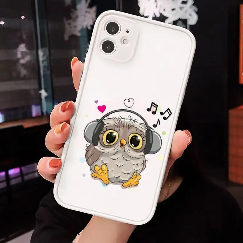

Cartoon Cute Owl bird animal Phone Case matte transparent For iphone 7 8 11 12 plus mini x xs xr pro max cover