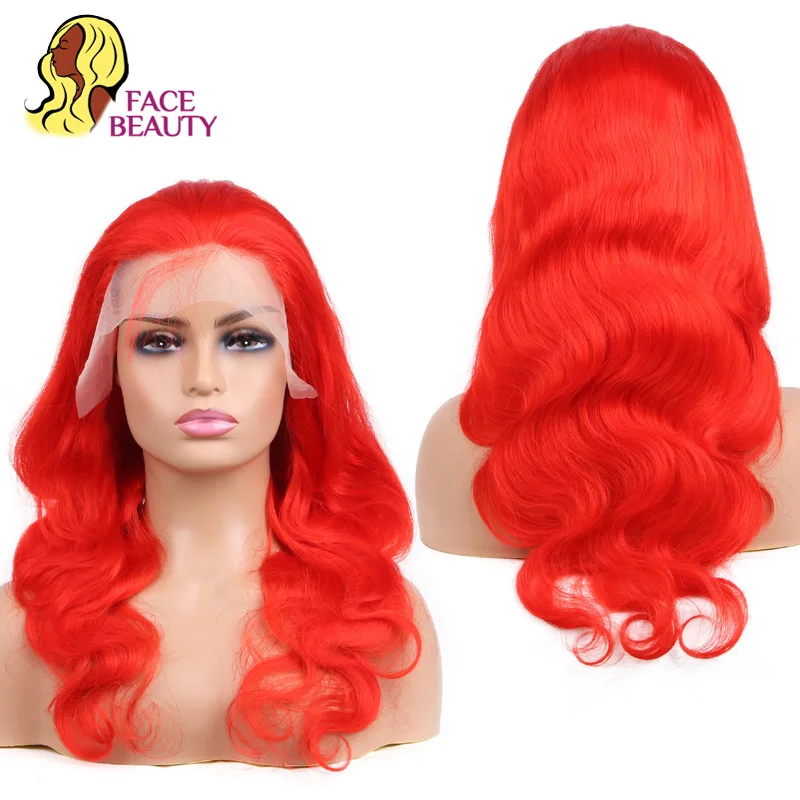 Цветные красные парики из человеческих волос на кружеве для женщин бразильского реми, 13x4 фронтальная прямая волна 150%, парик с 13x6 фронтальным участком.