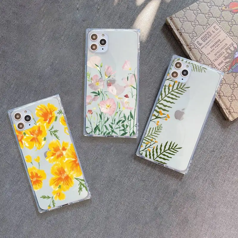 

Beautiful flower art deisgn Phone Case Transparent for iPhone 7 8 11 12 se 2020 mini pro X XS XR MAX Plus