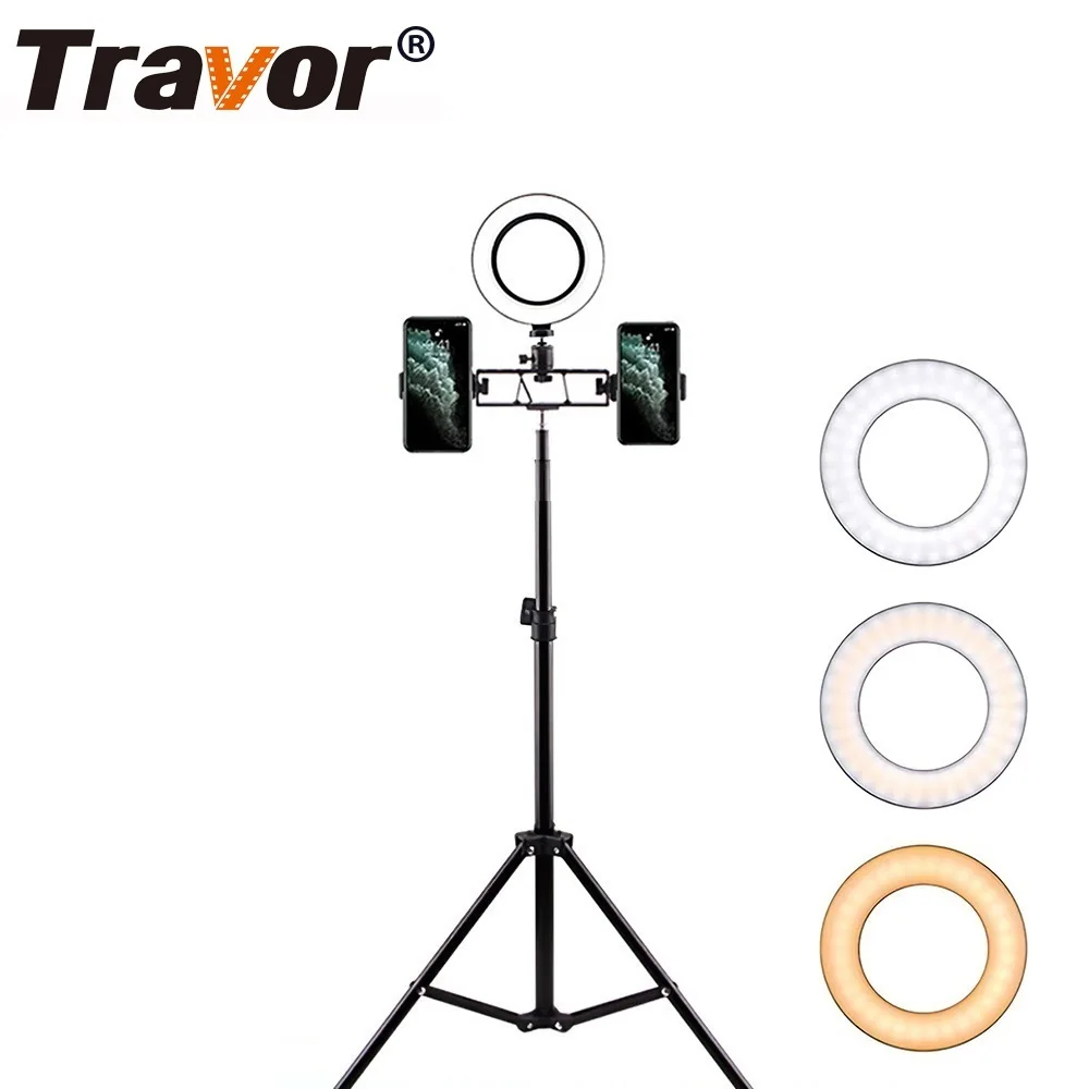 Travor 6 дюймовый светодиодный кольцевой светильник со штативом для телефона