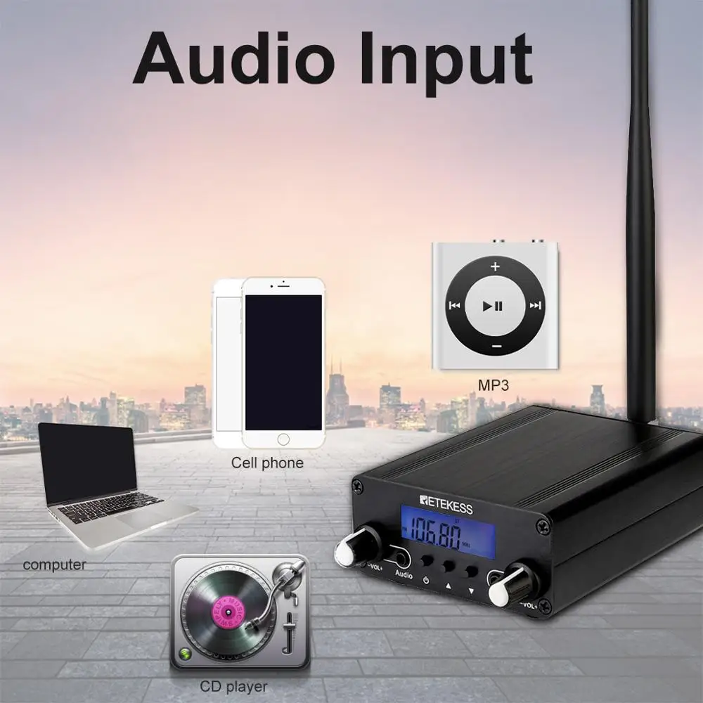 Retekess TR508 Беспроводной мини FM-передатчик стереостанции для Drive-in церкви.